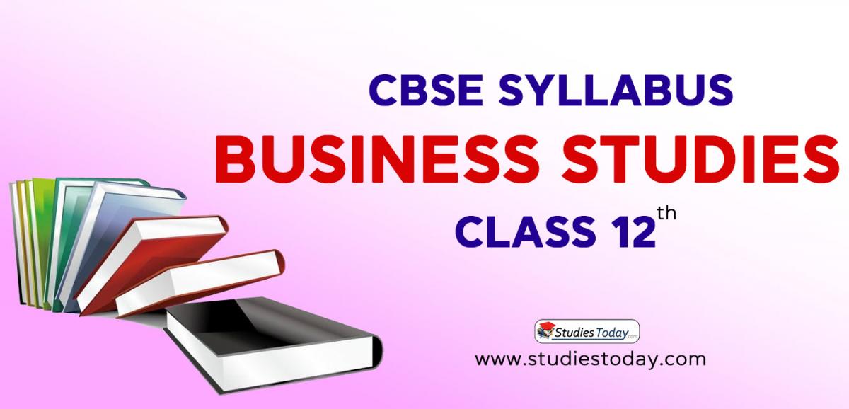 CBSE Class 12 Syllabus for Business Studies 2020 2021