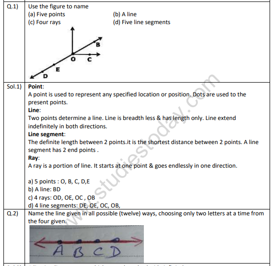 Class 6 Maths Basic Geometrical Ideas