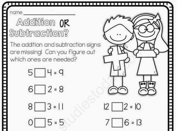 CBSE Class 1 Maths Addition or Subtraction Assignment