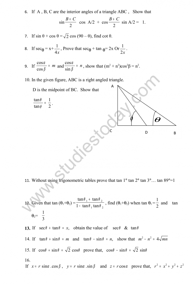 CBSE Class 10 Mathematics HOTs Questions Part A-07