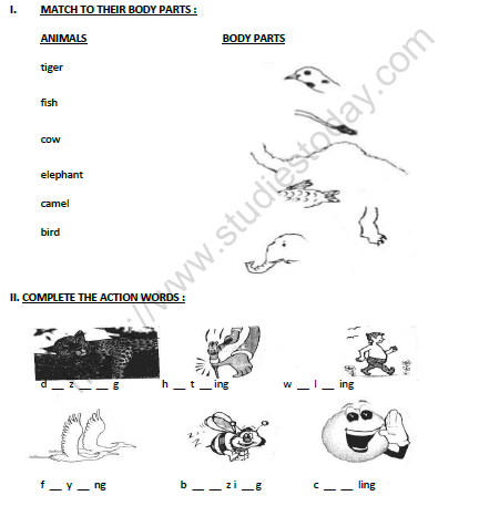 CBSE Class 1 English Tiger and the Mosquito Worksheet