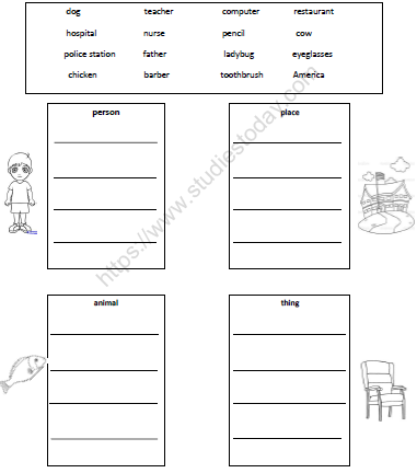 CBSE Class 1 English Worksheets (34) - Naming Words (2) 1