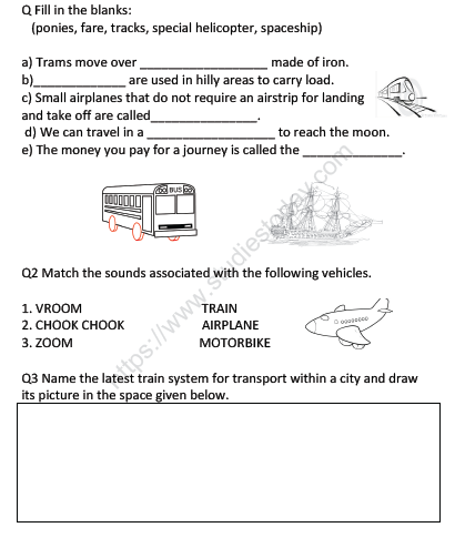 CBSE Class 2 EVS Practice Worksheets (49) - Transport