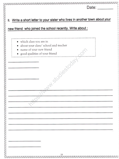 CBSE Class 2 English Practice Worksheets (108) - Writing Skills 2