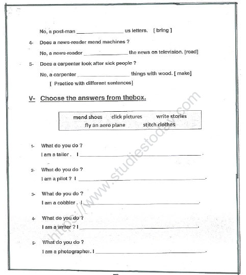 CBSE Class 2 English Practice Worksheets (45) - What People Do 3
