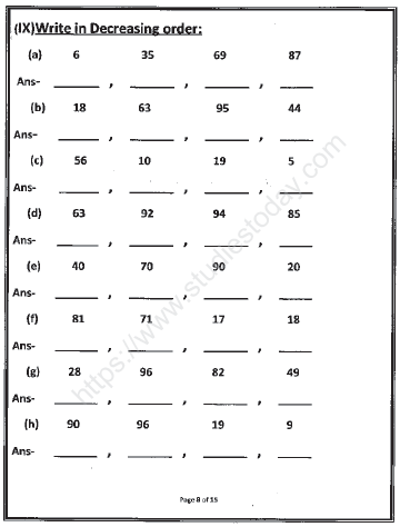 CBSE Class 1 Mathematics Sample Paper Set G