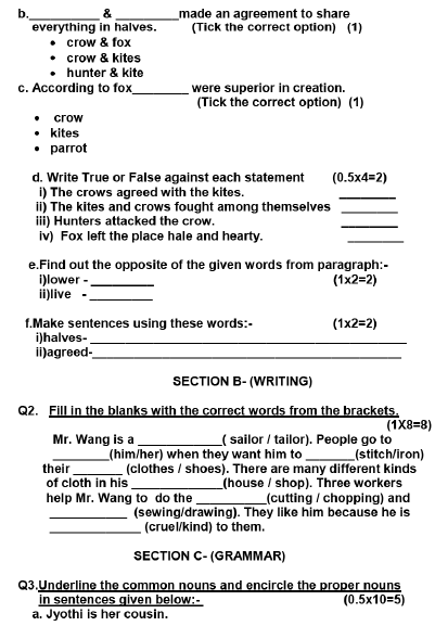 CBSE Class 3 English Sample Paper Set R