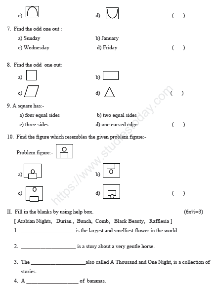 CBSE Class 3 GK Sample Paper Set D