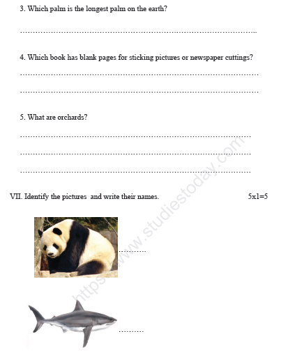 CBSE Class 3 GK Sample Paper Set D