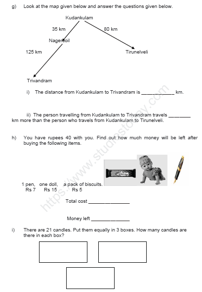 CBSE Class 3 Mathematics Sample Paper Set K