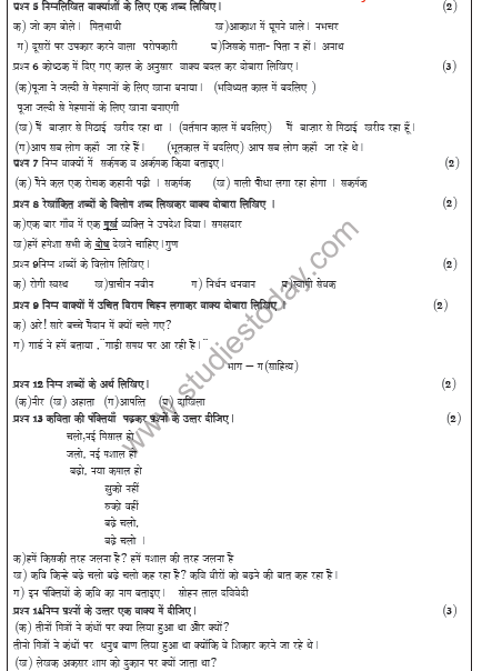 CBSE Class 5 Hindi Sample Paper Set C