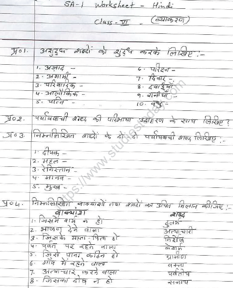 CBSE Class 6 Hindi Sample Paper Set S