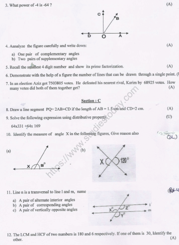 CBSE Class 6 Mathematics Sample Paper Set R