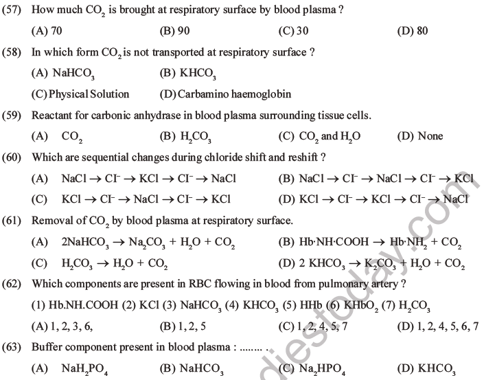 NEET Biology Breathing and Exchange of Gases MCQs Set B-15