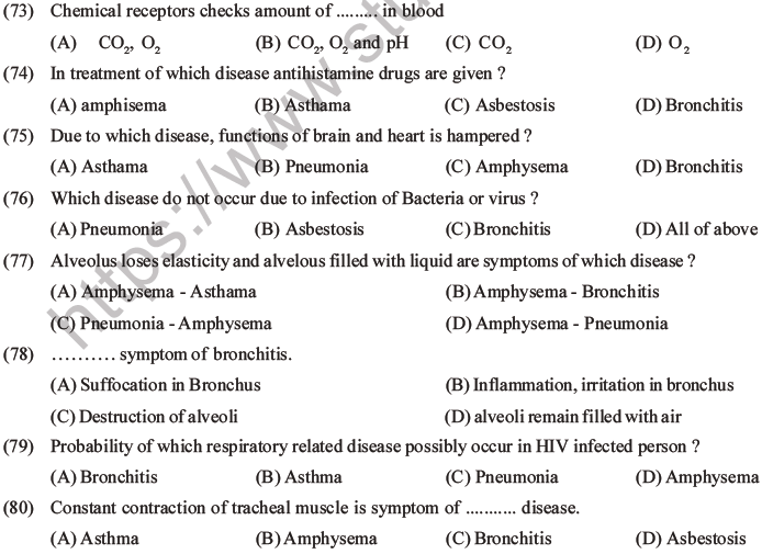 NEET Biology Breathing and Exchange of Gases MCQs Set B-20
