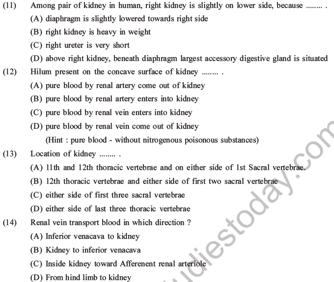 NEET Biology Excretory Products and Their Elimination MCQs Set B-4