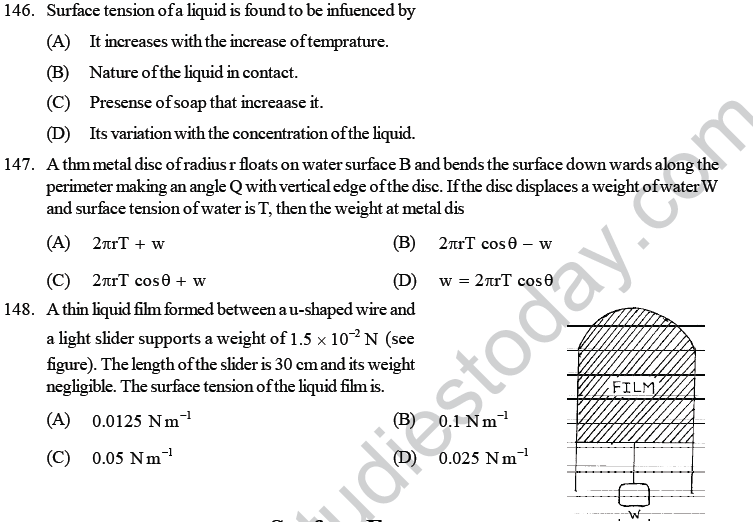 NEET UG Physics Properties of Liquid of Solid MCQs-36