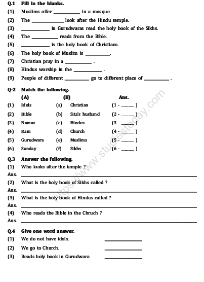 CBSE Class 2 EVS Practice Worksheets (13) 1