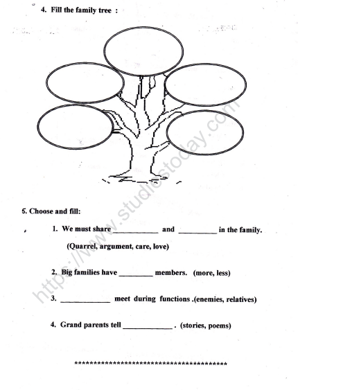 CBSE Class 2 EVS Practice Worksheets (22)-My Family 4