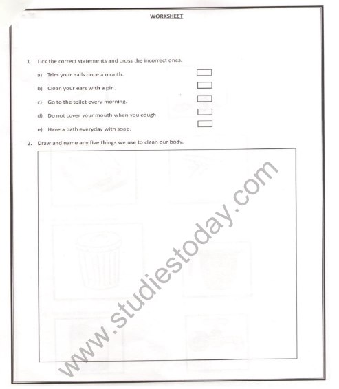 CBSE Class 2 EVS Practice Worksheets (28) - Cleanliness 1