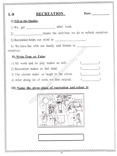 CBSE Class 2 EVS Practice Worksheets (78) - Recreation