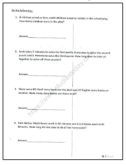 CBSE Class 2 Maths Practice Worksheets (125) - Revision 11