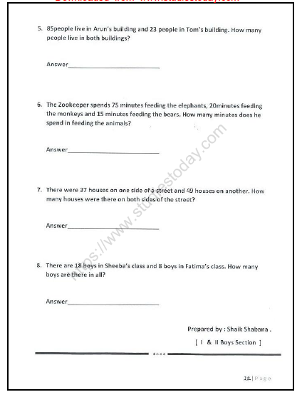 CBSE Class 2 Maths Practice Worksheets (125) - Revision 12