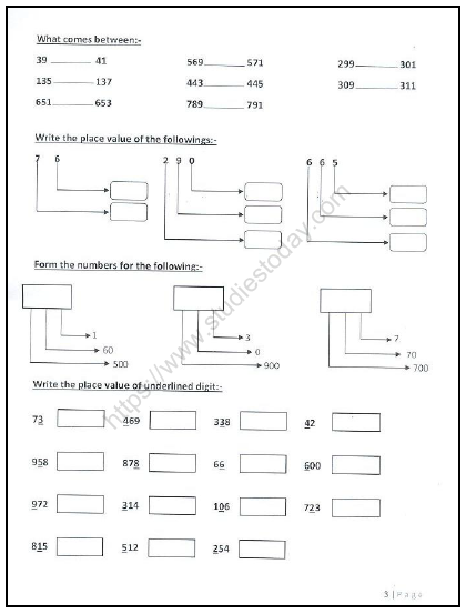 CBSE Class 2 Maths Practice Worksheets (125) - Revision 3