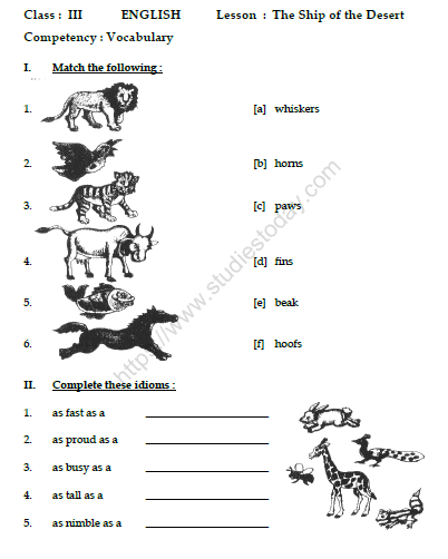 CBSE Class 3 English Practice Worksheets (52)-The Ship of the Desert 1