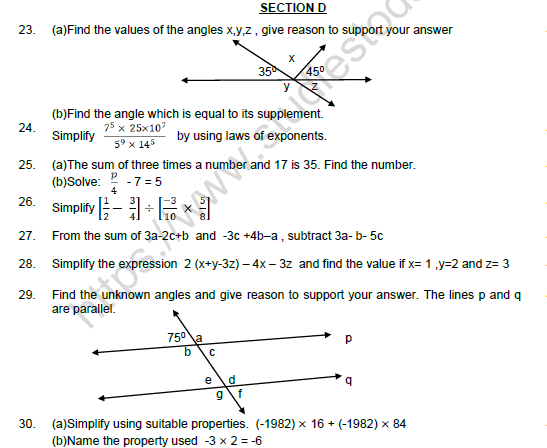 CBSE Class 7 Mathematics Worksheet Set N Solved 3