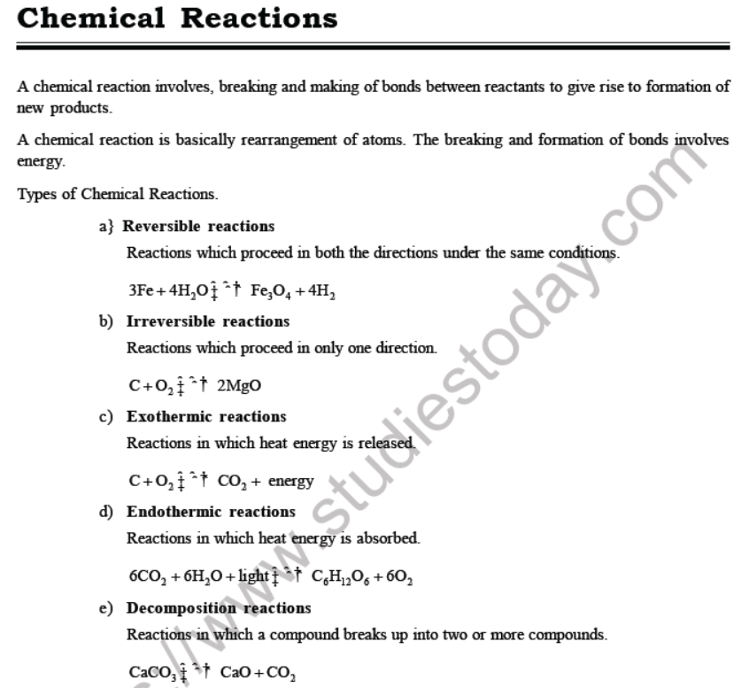 Class 7 Science Chemical Reactions Advanced Notes
