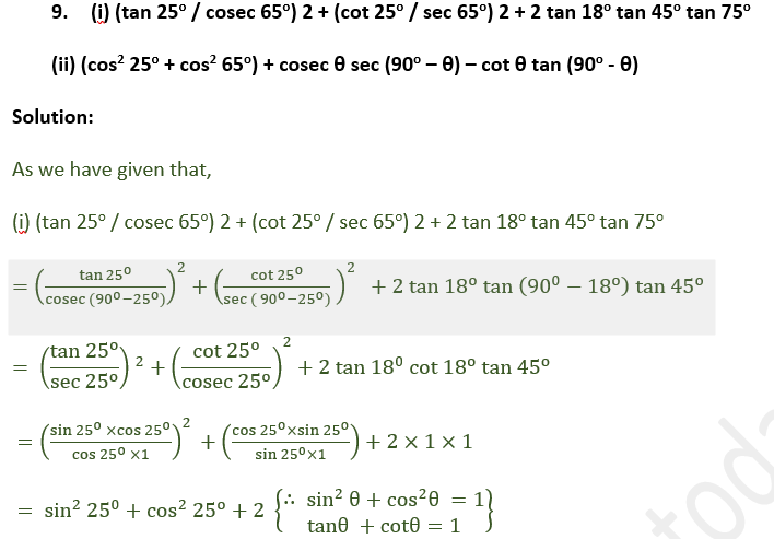 ML Aggarwal Solutions Class 10 Maths Chapter 18 Trigonometric Identities-10