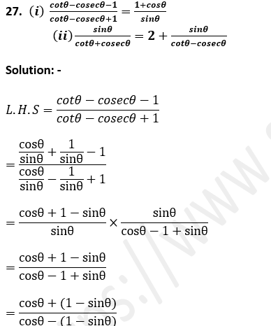 ML Aggarwal Solutions Class 10 Maths Chapter 18 Trigonometric Identities-42