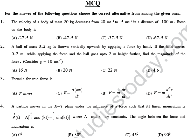 NEET UG Physics Laws of Motion MCQs