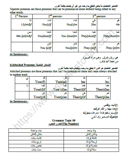 CBSE Class 10 Arabic Grammer Topics Worksheet Set C 2