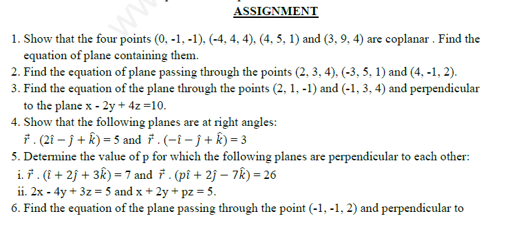 CBSE Class XII Mathematics - Three Dimensional Geometry Assignment 4