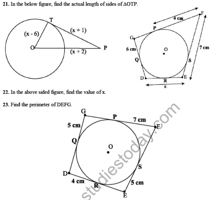 CBSE Class 10 Circles Sure Shot Questions
