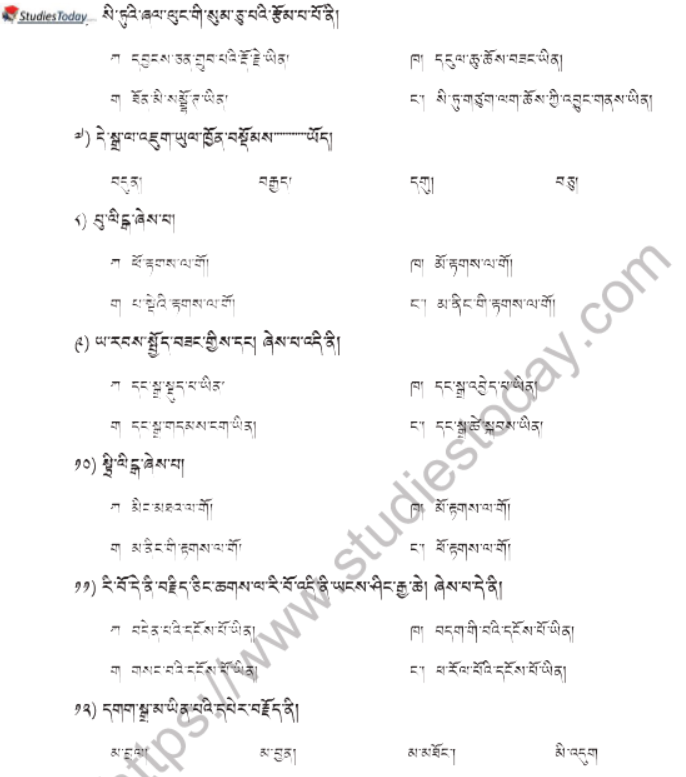 CBSE Class 10 Tibetan Boards 2021 Sample Paper Solved