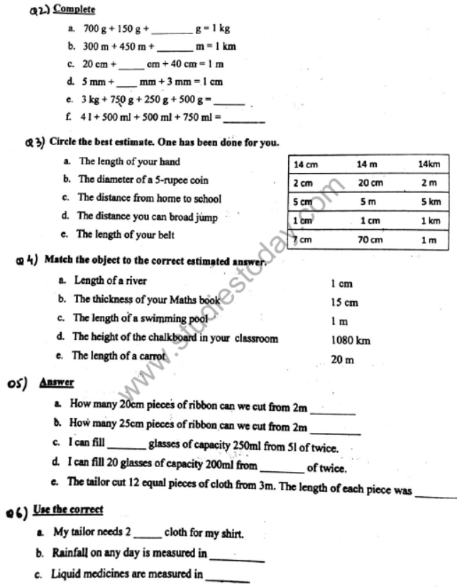 CBSE Class 4 Mathematics Convert Questions