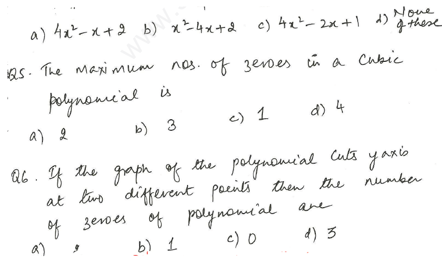 CBSE Class 10 Mathematics Polynomials Assignment Set H