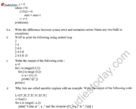 CBSE Class 11 Computer Science Question Paper Set R Solved 5