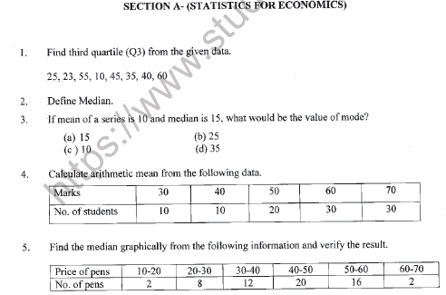 CBSE Class 11 Economics Worksheet Set A Solved 1