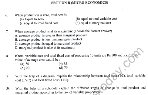CBSE Class 11 Economics Worksheet Set A Solved 2