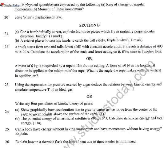 CBSE Class 11 Physics Sample Paper Set K Solved 4