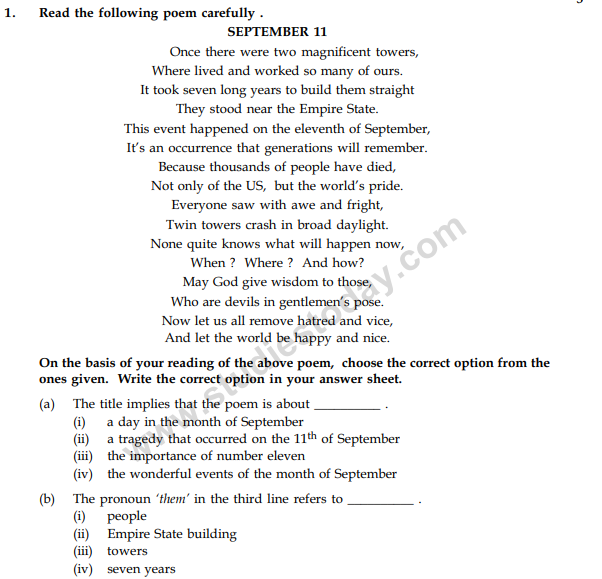 CBSE Class 9 English Communicative Sample Paper Set 11
