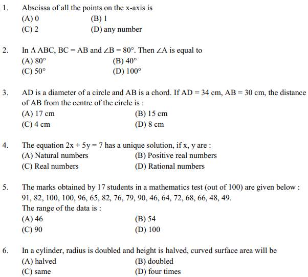 CBSE Class 9 Mathematics Sample Paper 20