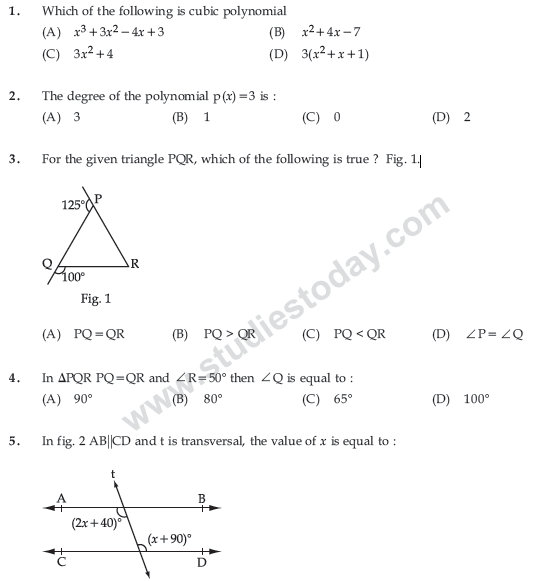 CBSE Class 9 Mathematics Sample Paper Set 25