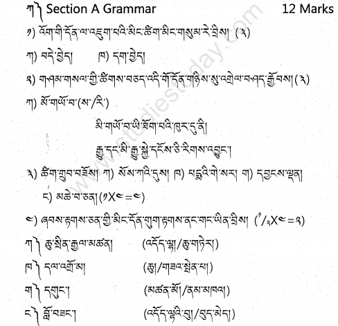 CBSE Class 9 Tibetan Sample Paper Set B