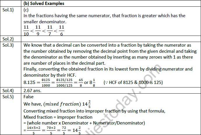 NCERT Class 6 Mathematics Chapter 4 Fractions and Decimals Exemplar Solutions