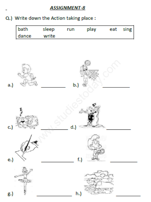 CBSE-Class-2-English-Action-taking-place-Assignment